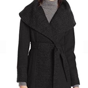 Calvin Klein Lux Wool Wrap Coat with Belt